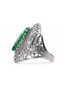 Emerald Sterling silver 925 Ring Vintage craft vrc090s